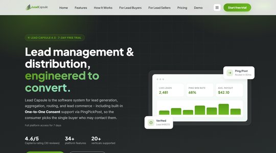 Lead Capsule lead management platform screenshot